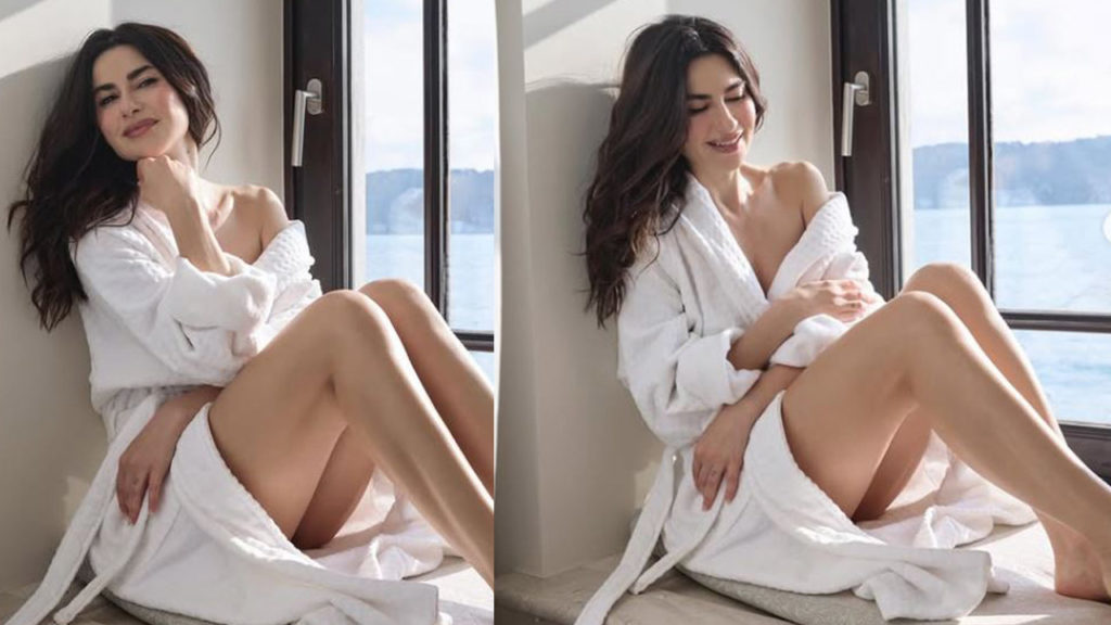 Ünlü oyuncu Nesrin Cavadzade beyaz bornozuyla cesur poz verdi! Süt gibi bembeyaz bacakları görenleri hayran bıraktı