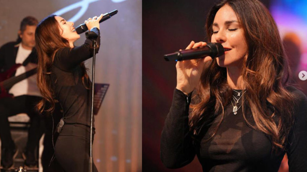 Defne Samyeli siyah taytı ve sutyeniyle sahneye damga vurdu